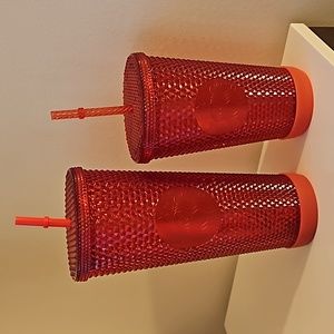 NEW Starbucks Cherry Red 🍒 Studded Tumbler set